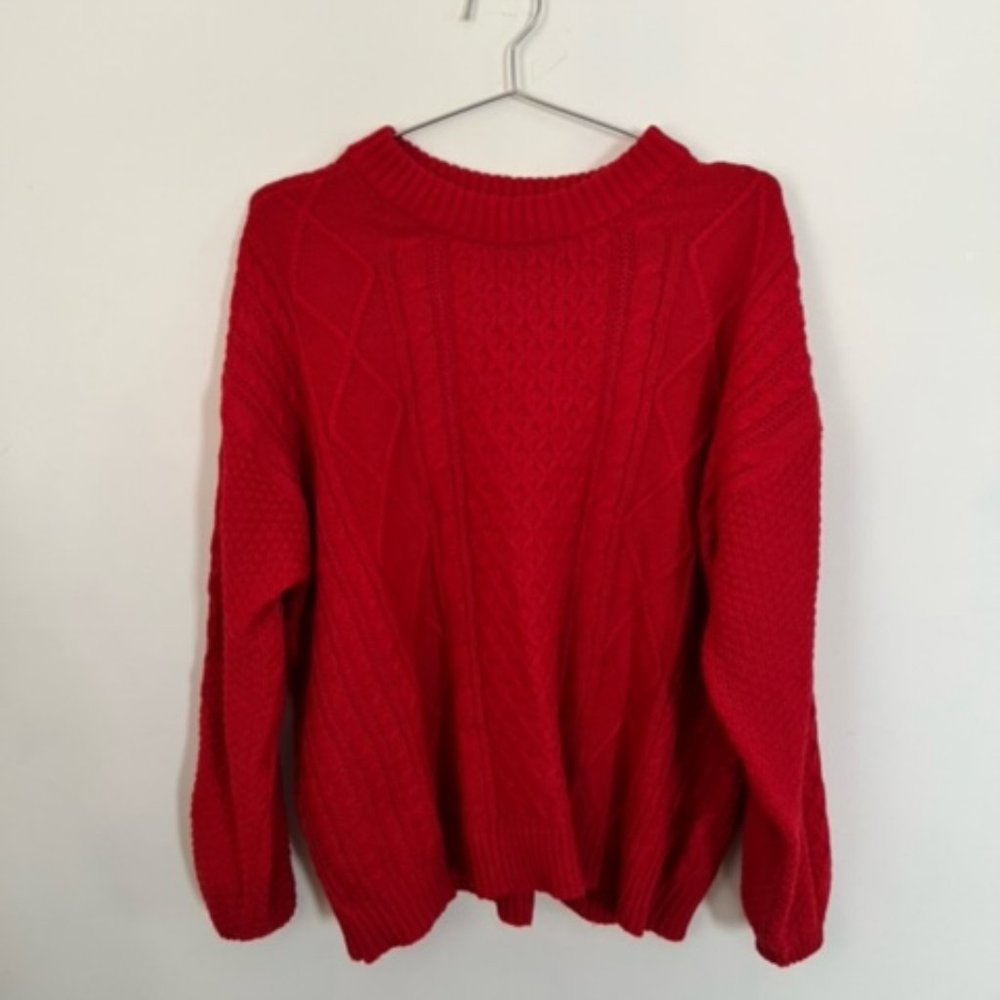 Free Assembly Red Knit Sweater, Size L